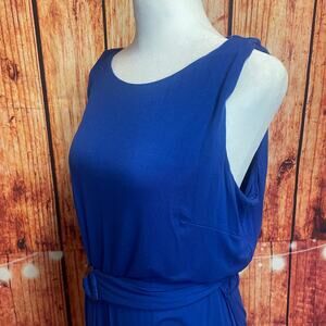 Calvin Klein bright blue dress size 14 belted waist VGUC Nordstrom